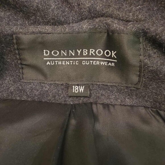 DONNYBROOK WOOL BLEND LONG COAT FAUX FUR HOOD SLEEVES WOMEN'S SIZE 18 - Picture 7 of 10